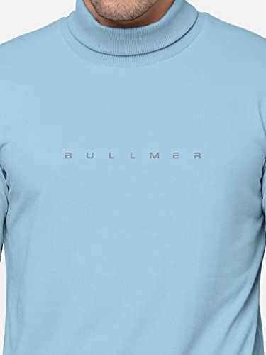 Image of BULLMER Solid Cotton Blended Full Sleeve Turtle Neck Tshirt for Men