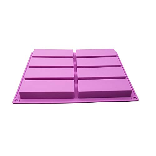 Premium Food Grade Silicone, 8 Cavity, Purple Nutrition/Energy/Cereal Bar Mold By 8Bars Energy Bar Maker, Flexible, High-Heat Resistant, Non-Stick, Dishwasher, Freezer, Microwave Safe Silicone Mold #TOP2