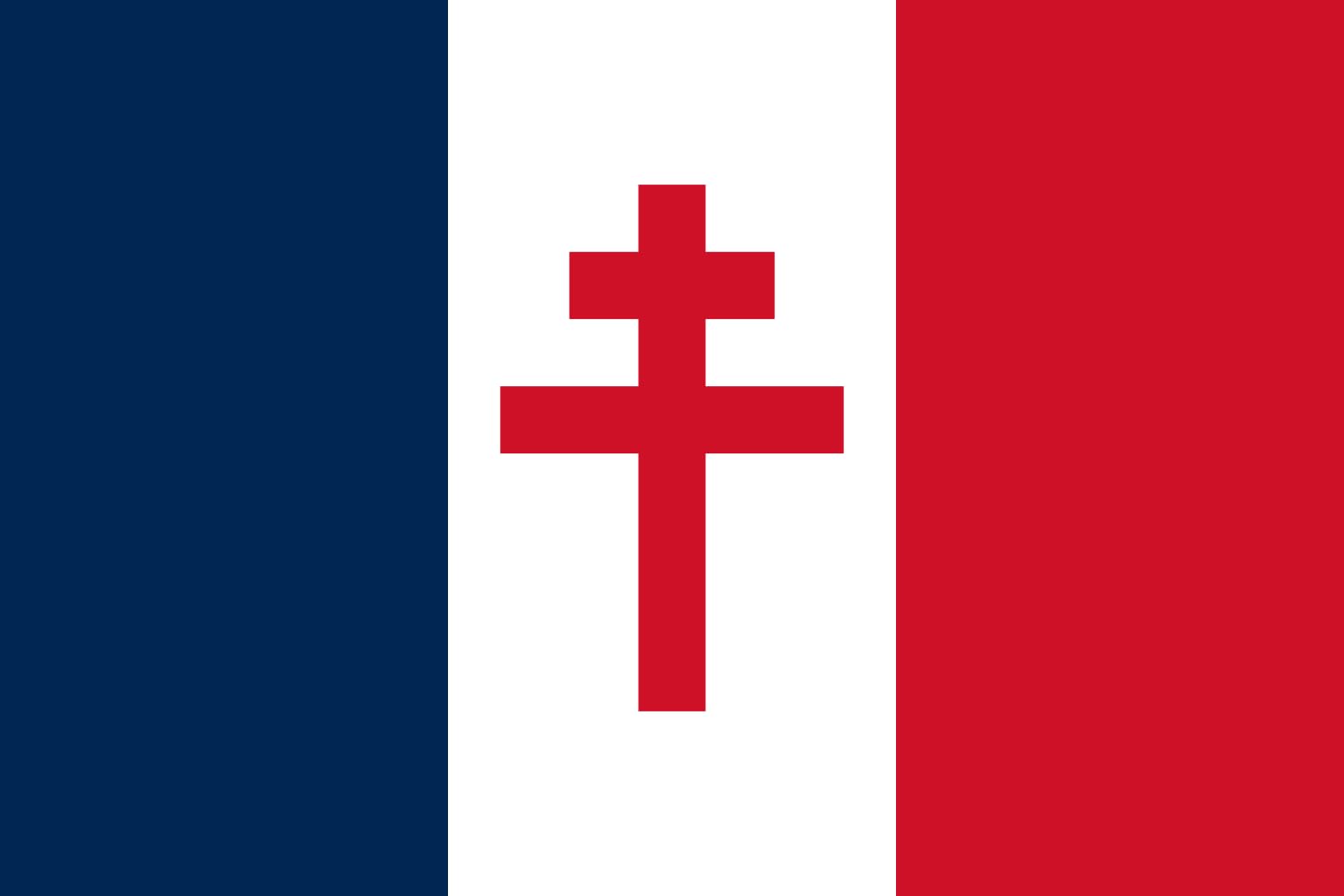 Drapeau de la France Libre 1940-1944 grand format avec Croix de Lorraine pour pavoisement historique