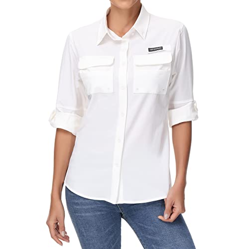 BASSDASH Women's FS21W Long Sleeve Button-Down