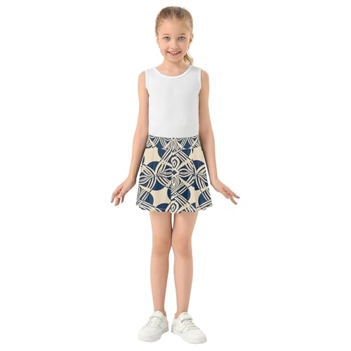 Joisal Abstract Organic Beige Navy Blue Athletic Shorts Girls Skorts Kids Tennis Skirts Flowy Teen Skirt 3t3
