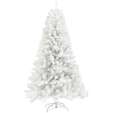 HOMCOM 7.5ft Tall Artificial Christmas Tree Unlit Auto Open White