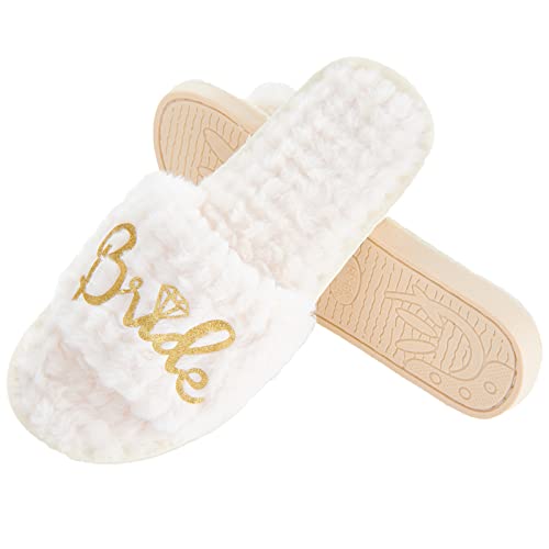 Bride Slippers,Bride Slippers for Wedding Day,Pearl Bride Flip Flops,White Slippers for Bride, Future Mrs Gifts Bride To Be Gifts Bridal Party Gifts Bridal Shower Gift2