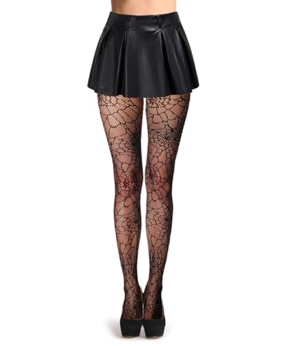 Image of Womens Halloween Stockings Skull Fishnet Tights Spider Web Fishnets