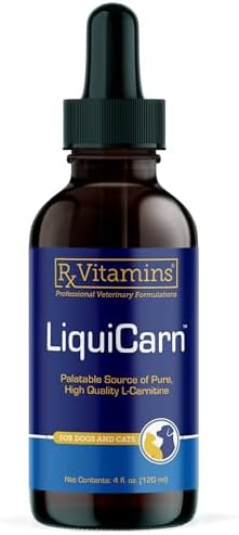 Rx Vitamins LiquiCarn – Pure L-Carnitine for Dogs and Cats to Aid in Dog Weight Loss – Provides High Energy and Helps in Metabolism – Supports Heart Health – 4oz (Bacon-Liver Flavor)