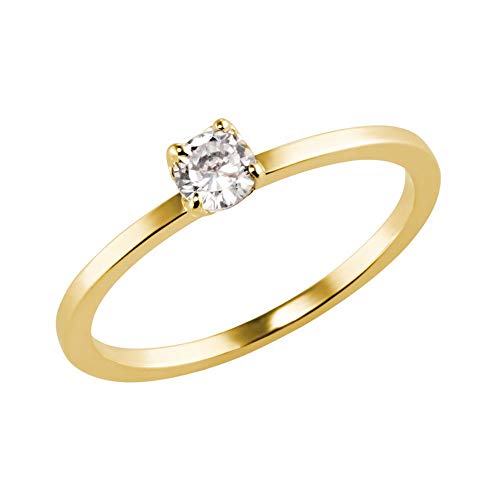 Anel Solitário Folheado A Ouro 18K Com Pedra 4mm