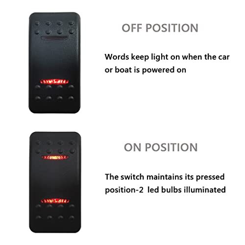 Image of Marine Boat Button Rocker Switch 5P ON-Off SPST Dual RED Led Light Bar Switch with Jumper Wire Set 12V 24V for Car Vehicle Tractor UTV SUV
