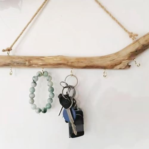 ivamulie 2 Stück Dekorative Zweige Aus Natürlichem Treibholz, Bauernhaus, Zuhause, Wanddekoration, Hängende Schmuck-Organizer mit 5 Haken, Einfach zu Bedienen
