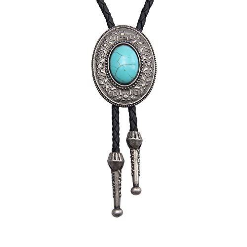 Image of GelConnie Native American Bolo Tie Rodeo Cowboy Leather Necktie Western Necklace Costume Accessories for Men,Women