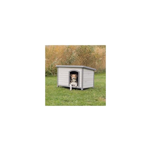 TRIXIE wetterfestes und aufklappbares Hundehaus 'natura Hundehütte Classic Flachdach, M–L: 104 × 72 × 68 cm, grau'- 39562