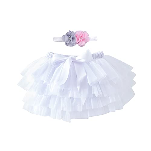 Newborn Baby Girls Layered Tutu Skirt Princess Dress Tulle Tutus Skirts Infant Carnival Birthday (White, 2-3 Years)