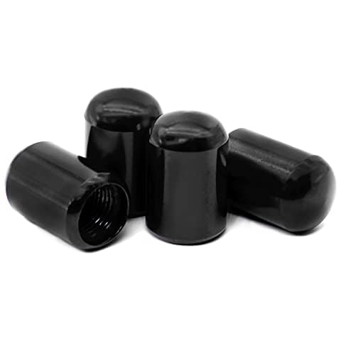 Sufilux Car Tire Valve Stem Caps, 4pcs Air Caps Stem Covers, Universal Tire Valve Caps for Cars, SUVs, Bike, Trucks and Motorcycles, Car Wheel & Tire Exterior Accessories Parts - Black Cover