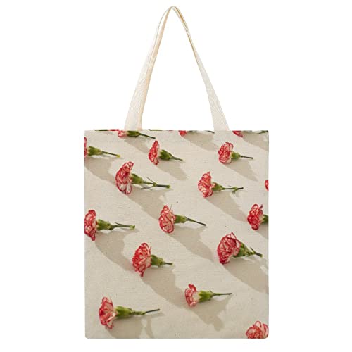 Personalisierte Canvas Tasche Groß Handtasche Umhängetasche Damen Bedruckte Einkaufstasche Shopper Tote Blumen rosa Cover