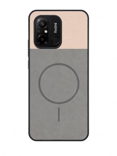 Image of Bintage Mac Safe Design Hard Slim Back Case | Soft Border Camera Protect | Dual PU Leather Finish Back Cover Compatible for MI Redmi 12C 4G - White & Grey