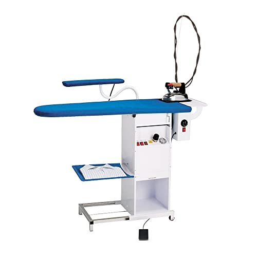 EOLO Table à Repasser TS03 Professionnelle Chauffante Aspirante Pliable roulettes Planche Stable Jeannette Centrale Vapeur Fer Anticalcaire Chaudière Cuivre...