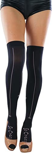 Image of ToBeInStyle Women's Spiderweb & Crawling Spider Print Hosiery Tights & Thigh High Stockings