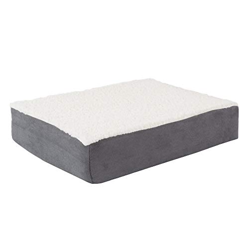 PETMAKER Orthopedic Gray Sherpa Top Pet Bed with Memory Foam and Removable Cover, 20