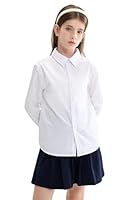 maoo garden Mädchen weißes Schuluniformhemd Langarmbluse Button-Down-Bluse 164