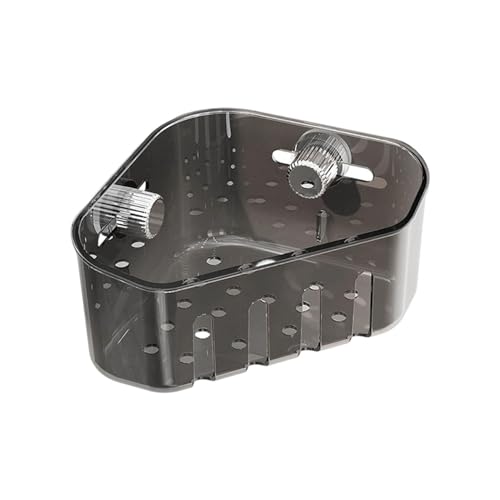 Suction Cup Sink Corner Rack, 2025 New Triangular Plastic Sinks Basket Shelf with Suction Cup Sucker, Large Capacity Triangular Sinks Basket Shelf with Drain Hole for Kitchen Bathroom (Black)