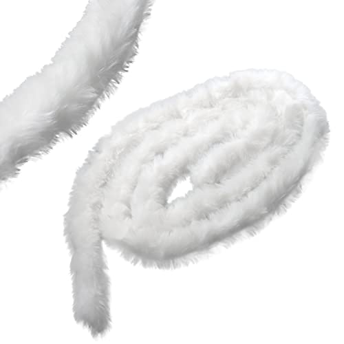 2M Fake Faux Fur Trimming Ribbon White 3CM Wide Faux Fur Ribbon Furry Ribbon Accessories for Costume, Crafts, Hoods & Coats Edging