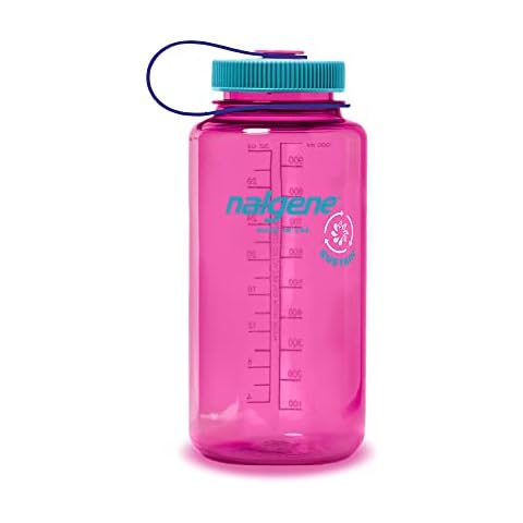 Nalgene Sustain Tritan BPA-Free Water Bottle Made with Material Derived From 50% Plastic Waste, 32 OZ, Wide Mouth, Electric Magenta Cover