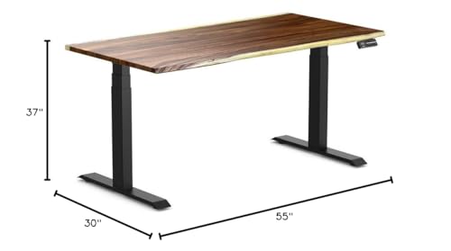 Image of Desky Dual Hardwood Sit Stand Desk - Electric Standing Desk - Dual Motor,3 Stage Adjustable Height Desk - Solid Wood Whole-Piece Top - Standing Desk with Cable Management