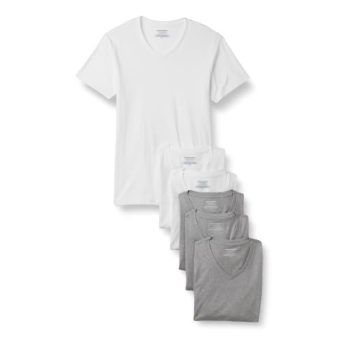 Image of Amazon Essentials Men's Slim Fit V-Neck Undershirt, Breathable Cotton, Pack of 6