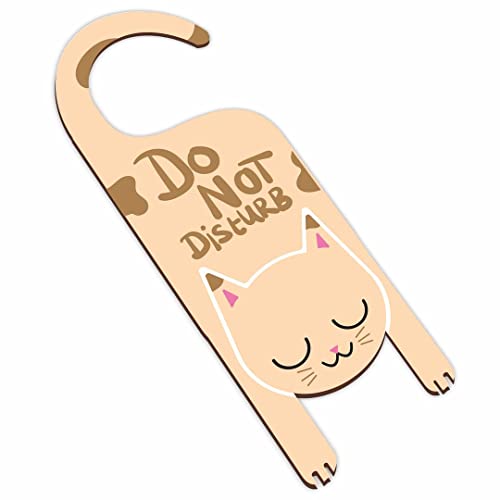 Image of CVANU Do Not Disturb Cat Shaped Wooden Door Sign Hanger Size(24cm x 8.5cm) cv64