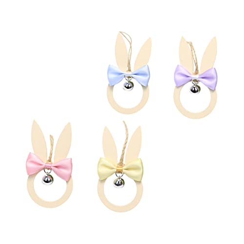 Cabilock 4pcs Easter Hanging Decor Bowknot and Bell Bunny Pendants for Festival and Holiday Home Decoration Charming Props for Parties and Celebrations