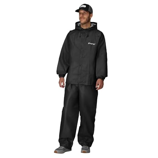FROGG TOGGS Men's Men's Pro Lite Rain Suit, Carbon Black, Medium-Large US