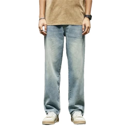 Men's Solid Color Jeans Four Seasons Loose Versatile Straight Pants Trendy Workwear Long Pants