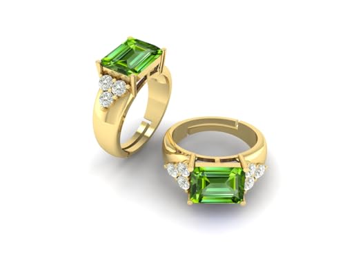 12.25 Ratti/13.50 Carat Beautiful Art Deoc Square Shape Peridot, Ruby, Gemstone Gold Plated Ring For Women And Men4