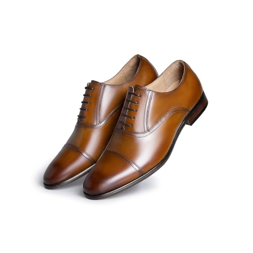 Men's Dress Shoes Leather Cap Toe Lace-up Oxfords2