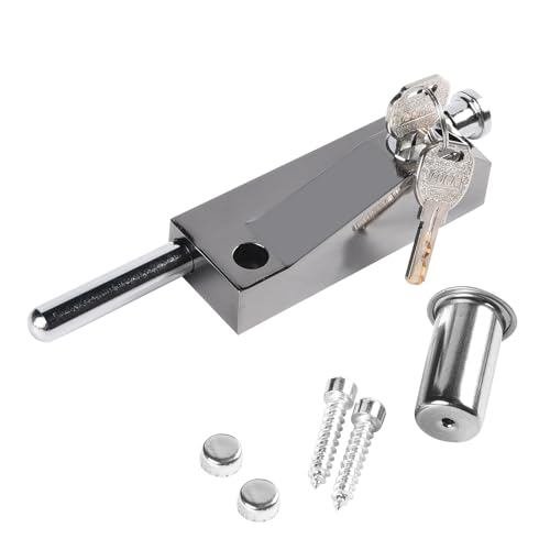 Multi-Purpose Door Bolt, Garage Door Lock, Gate Bolt Lock, Shed Lock, Universal Door Lock, Supplied with 2 Keys, for Internal and External Use, Black