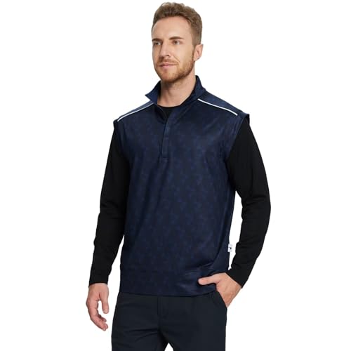 Rouen Mens Vests Outerwear Lightweight Moisture Wicking Midlayer Sleeveless Sports Golf Quarter Zip Pullover Mens Vest3