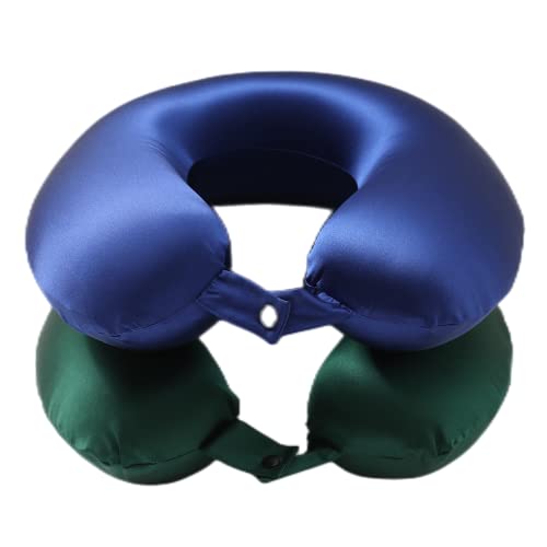 Roseward 100% Mulberry Silk Neck Pillow For Travel 22 Momme Real Silk Travel Pillow For Pain Relief Sleeping, Pure Organic Silk Airplane Pillow, Anti Wrinkle Travel Pillow Made In Usa (Navy) #TOP3