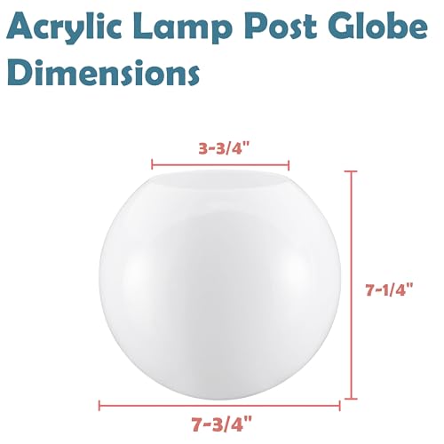 Image of Aspen Creative 28002-31, 8 inch White Acrylic Replacement Lamp Post Globe with 3-3 /4 inch Neckless Opening
