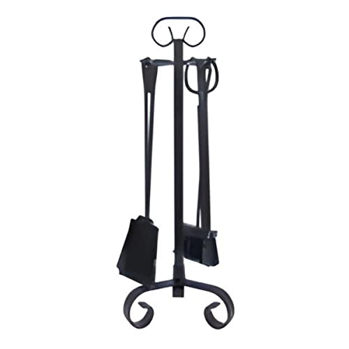 PEGANE Serviteur/Garniture de cheminée Ensembles d'outils Pince à feu Pelle Brosse en Fer forgé Coloris Noir - Hauteur 72cm