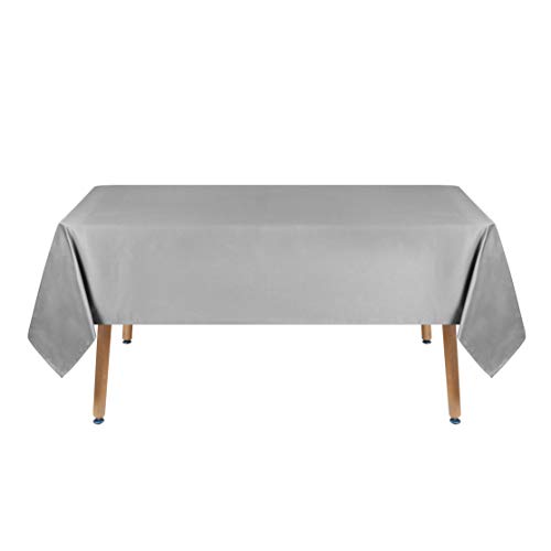 Image of Obstal 210GSM Rectangle Table Cloth, Silver, 60 x 84 Inch | Heavy Duty Water Resistance Microfiber Tablecloth, Decorative Fabric Table Cover for Outdoor and Indoor Use