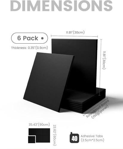 Image of KRENZ Self-Adhesive Felt Bulletin Board Tiles Set of 6 (30 x 30 CM) with 25 Pins | Black Notice Board for Office, School, Pin Board, Vision Board & Wall Decor (Black) (Dark Black)