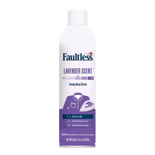 Image of Faultless Lavender Fresh Ironing Spray Starch 567g, Gives Stiff and Crisp Finish, Wrinkle-Free, Dry Cleaner Results at Home, Odor-Neutralizing, Easy Iron Aid, Imported from USA