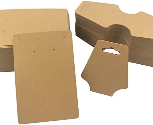 DUGYIRS 200 Pieces Earrings Necklace Display Cards 200 Pieces Earring Backs and 100 Pieces Self-Adhesive Sealing Bags Holder Kraft Paper Display Cards for Packaging Necklaces Jewelry Earrings Display