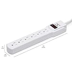 Amazon Basics Surge Protector Power Strip, 6-Outlet with 200J Protection, 2ft Extension Cord, Rectangle, White (2 Pack) - Image 5