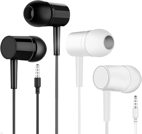 Gomhoreye 3.5mm Wired Earbuds, Stereo Sound in-Ear Headphones with Built-in Mic, Simple Volume Control, Universal Wired Earphones for School, Work, Travel - Men, Women