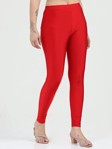 Image of Women's Nylon Shimmer Leggings | Ankle Length | Slim Fit | Stretchable Spandex Leggings | Shiny Finish | Casual Wear & Special Occasion
