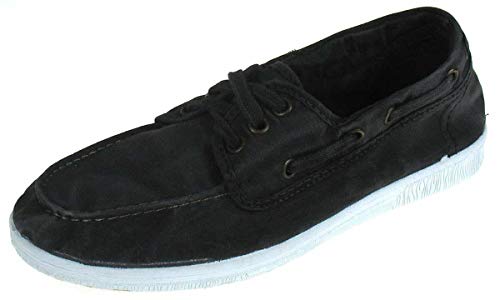 Natural World Eco - Zapatillas Hombre - Náuticos De Algodón Orgánico Y Caucho - Color Negro- 303e Natural World Eco - Zapatillas Hombre - Náuticos De Algodón Orgánico Y Caucho - Color Negro- 303e