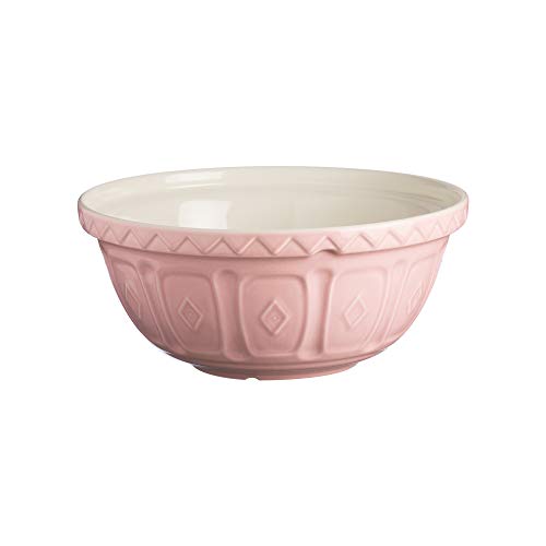 Mason Cash Colour Mix Powder Pink Mixing Bowl | 2.7 Litre Capacity | 26cm Earthenware Bowl with Classic Pattern Design | Dishwasher Safe | Ideal for Baking, Pastry, Dough, Cakes & Cookies
