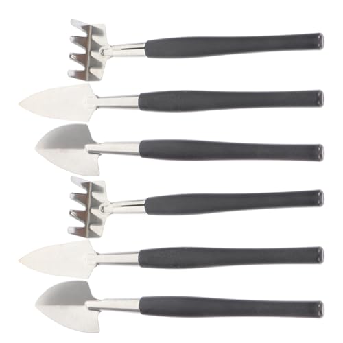 Kisangel 6 Piezas Herramientas de Jardín Pequeñas con Pala y Azada de Acero Inoxidable Mini Kit para Cuidado de Plantas Maceta Suculentas Bonsái y Suelo