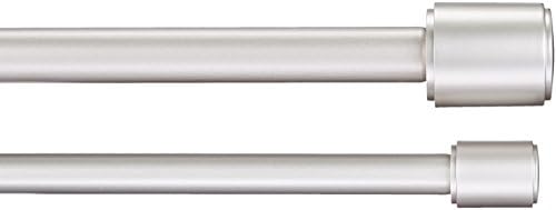 Amazon Basics 1" Double Curtain Rod with Cap Finials - 72" to 144", Nickel