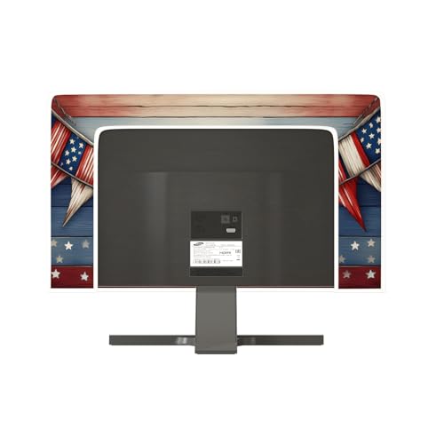 Image of Fourth of July Television Covers 58, 59, 60 Inch Vintage Wooden Board American Banner Independence Day Panel Case Antistatic Water Resistant Television Cover for LCD LED Decoration